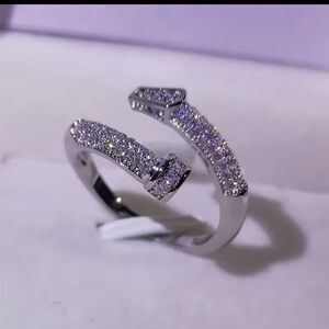 Elegant Wrap Sterling Silver Ring with Pave Crystals